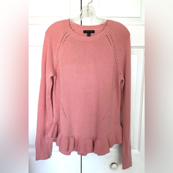 Ann Taylor Dusty Rose Wool & Cashmere Ruffled Sweater-Size L - Picture 1 of 9